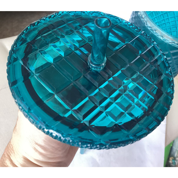 Starbucks Spring Teal Jeweled Green Blue Ombre Cup Tumbler 24 OZ W/Mermaid Logo - Picture 7 of 8